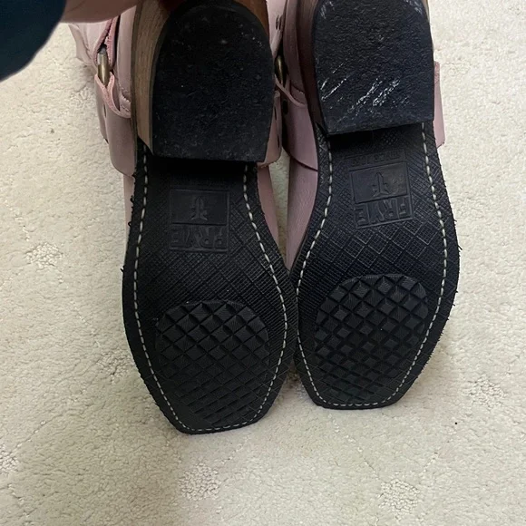 Frye Lilac/Pink Harness 12R Leather Heeled Boots - Picture 7 of 8